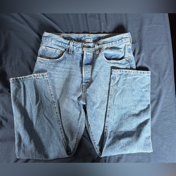 Levis 501 Jeans Women Blue Button Fly High Rise Big E Premium Denim Size 30 - Picture 8 of 9